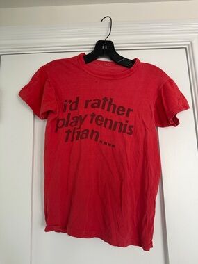 Vintage Red Short Sleeve Tee with Black Text